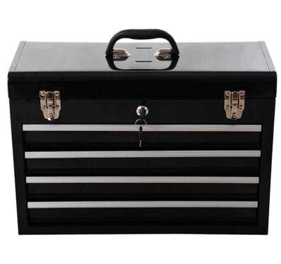 HOMCOM Metal Lockable 4-Drawer Toolbox Black