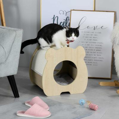 PawHut Cat Removable Scratching Pad Hideout House