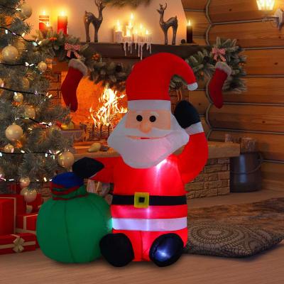 HOMCOM Inflatable Blow up Christmas Santa Claus 120cm LED