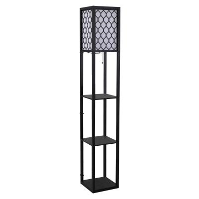 HOMCOM Shelf Floor Lamp W/4-tier Open Shelves Wooden, 26L x 26W x 160Hcm-Black/White