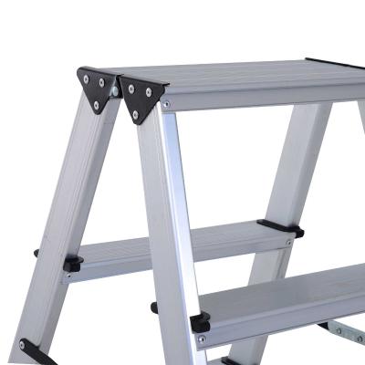 HOMCOM Aluminium Double Sided Folding 3 Step Ladder Silver