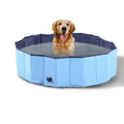 PawHut Pet Swimming Pool, Foldable, 120 cm Diameter-Blue