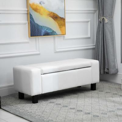 HOMCOM PU Leather Upholstered MDF Ottoman Storage Bench White