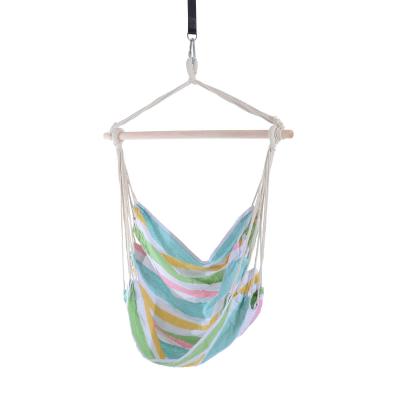 Outsunny Hanging Swing Chair, Cotton Cloth Size: 100Lx90W cm-Multi-colour stripes, white rope