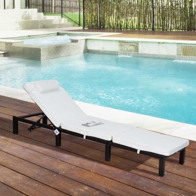 Outsunny Rattan Sun Lounger-Brown