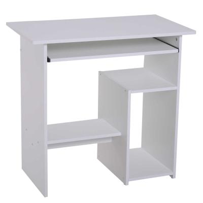 HOMCOM Compact Small Computer Table Wooden Desk Keyboard Tray Storage Shelf Corner