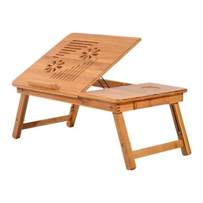 HOMCOM 55Lx35Wx 22-30H cm Portable Bamboo Laptop Desk-Bamboo