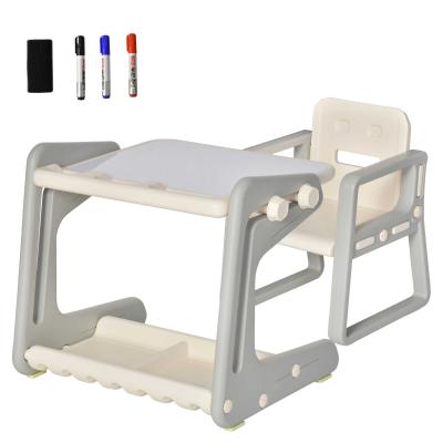 HOMCOM Toddlers 2-in-1 HDPE Eraser Board Table & Chair Set