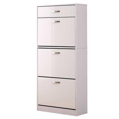 HOMCOM Shoe Storage Cabinet Footwear Organiser Rack Hallway Space-saving W/Top Slide-Out Drawer - White