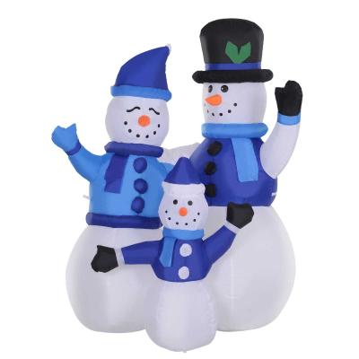 HOMCOM Christmas Inflatable Snowman Family Outdoor Home Seasonal Decoration w/ LED Light