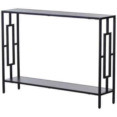 HOMCOM Console Table Narrow 2 Shelves MDF Steel Frame in Art Deco Square Style 76x106cm for Hallway Entrance