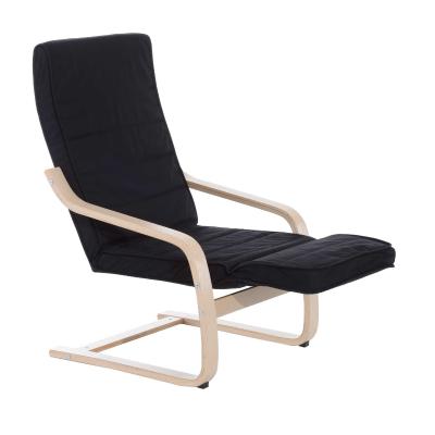 HOMCOM Wooden Lounger Rocking Armchair with Adjustable Footrest Black