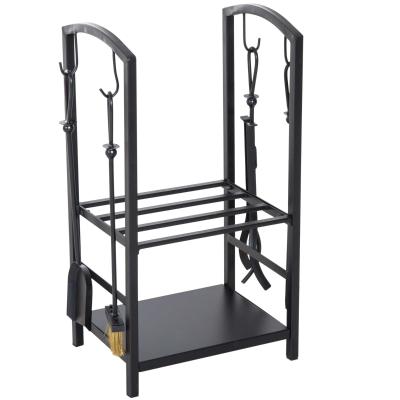 HOMCOM Wood Holder W/Accessories, Steel-Black