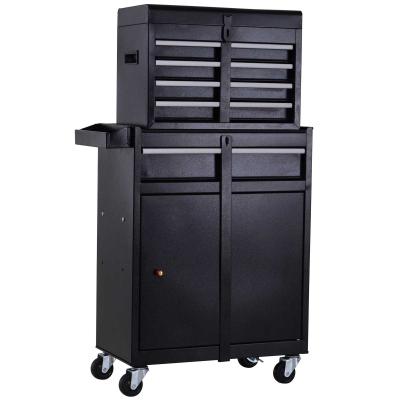DURHAND Steel 4-Drawer Duo-Door Rolling Tool Cabinet Black
