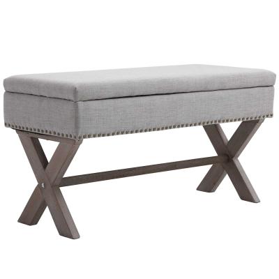 HOMCOM Polyester Upholstered Ottoman Stool Grey
