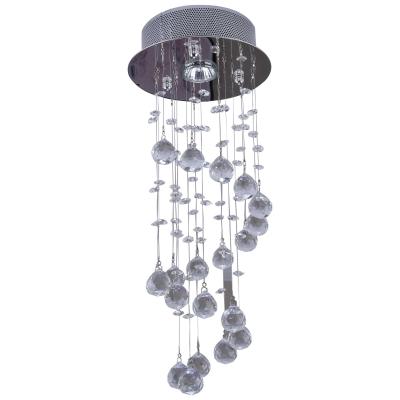 HOMCOM Crystal Ceiling Chandelier, Spiral Rain Drop-Silver/Crystal