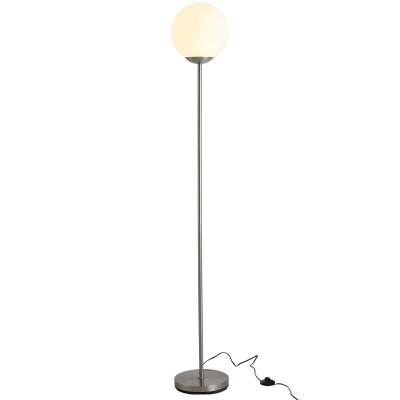 HOMCOM 171cm Glass Globe Floor Lamp Metal Frame Sphere Light Pedal Switch Unique Silver
