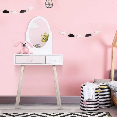 HOMCOM Kids MDF Dressing Table w/ Heart-Shaped Handles White