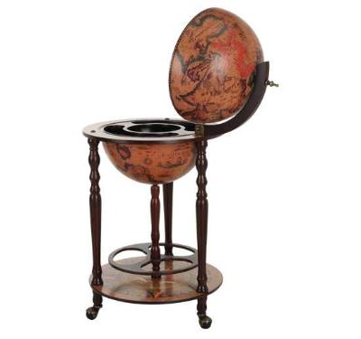 HOMCOM MDF Retro Globe Shaped Wine Bottle Storage Cabinet Brown
