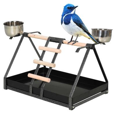 PawHut Birds Stainless Steel Feeder w/ Fir Wood Perch