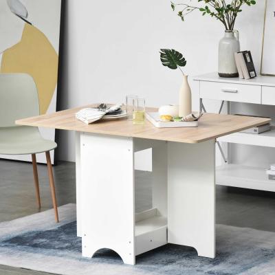 HOMCOM Drop-Leaf Dining Table Folding Desk Foldable Bar Table with Storage Shelf