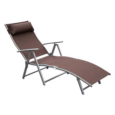 Outsunny Sun Lounger Recliner, Textilene-Brown
