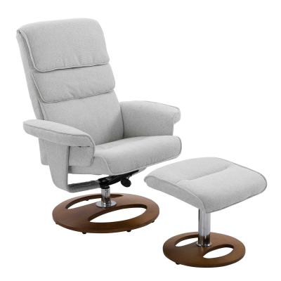HOMCOM Recliner Chair Ottoman Set, Bent Wood Base-Grey