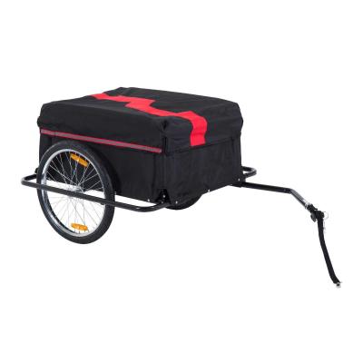 HOMCOM Bike Cargo Trailer W/Removable Cover-Red/Black