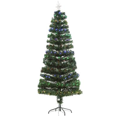 HOMCOM 180CM Pre-Lit Fibre Optic Christmas Tree Metal Base 220 Branch Tip LED Lights