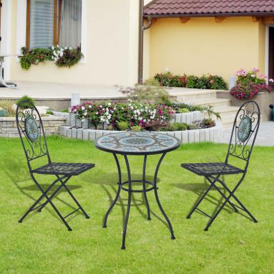 Outsunny 3 Pcs Metal Garden Bistro Set-Mosaic, Metal