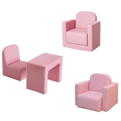 HOMCOM Kids 3 In 1 Table and Chair Set, PVC-Pink