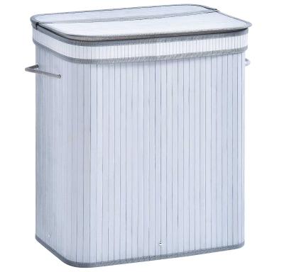 HOMCOM 100L Flip Lid Bamboo Laundry Basket Grey