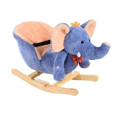 HOMCOM Children Rocking Seat with Sound, Elephant-Blue/Beige