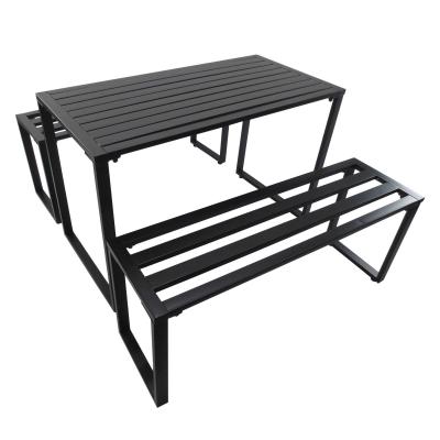 Outsunny 3Pcs Metal Beer Table Bench Set Patio Folding Picnic Desk Chair Garden Yard