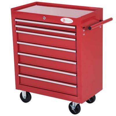 HOMCOM Steel 7 Drawer Tool Storage Cabinet w/ Wheels Red