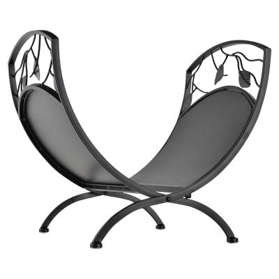 Outsunny Iron Arched Opaque Log Rack Black