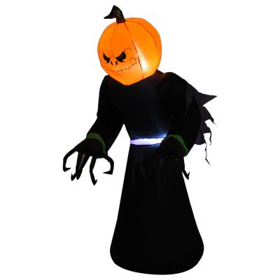 HOMCOM Inflatable 2.1m Pumpkin Man Halloween Decoration W/LED lights Polyester Fabric - Multicolour
