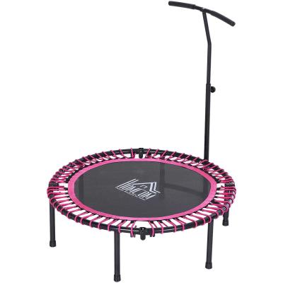 HOMCOM 45" Mini Round Steel Frame Trampoline w/ Adjustable Handle Pink