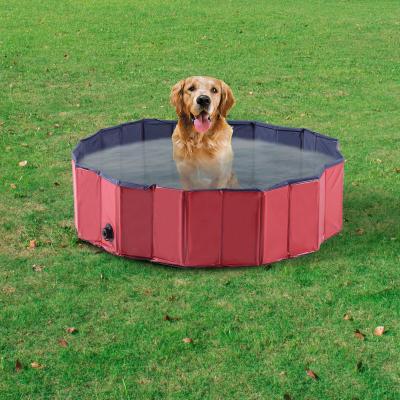 Pawhut Φ160 x 30H cm Pet Swimming Pool - Red/Dark Blue PVC