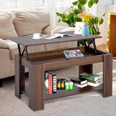 HOMCOM 100cm Modern Lift Up Top Coffee Table Desk Hidden Storage Bottom Shelf Living Room