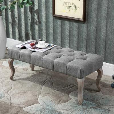 HOMCOM Tufted Upholstered Accent Bench Window Seat Fabric Ottoman Bed End Stool