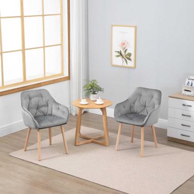 HOMCOM Tufted Dining Chairs Velvet-Touch Fabric Accent Chairs with Wood Legs