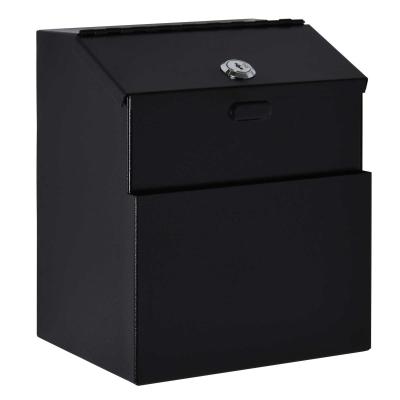 HOMCOM 15x18x22 Suggestion Box Maildrop Multifunctional Lockable 2 Keys Steel Black