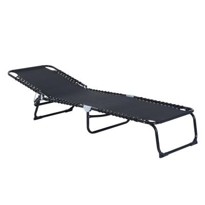 Outsunny Folding Sun Lounger, 3 Positions-Black
