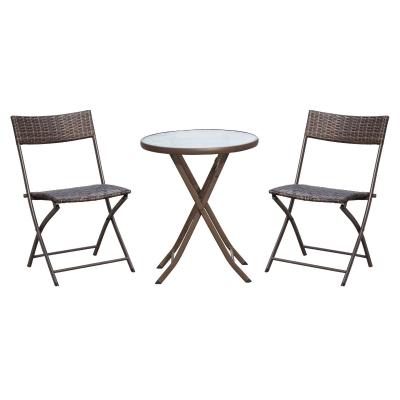Outsunny 3pc Wicker Rattan Bistro Set-Brown