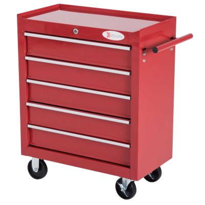 HOMCOM Roller Tool Cabinet, 5 Drawers-Red