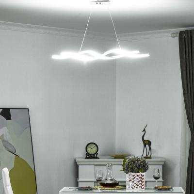HOMCOM Wave-Shape LED Metal Chandelier with Adjustable Hanging Chain for Home Office