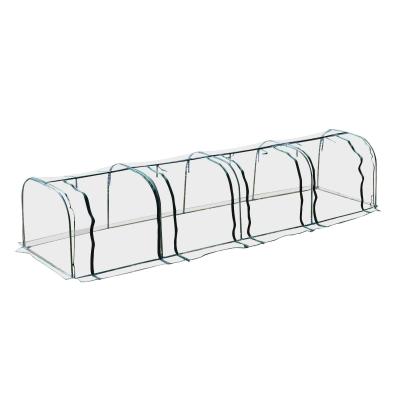 Outsunny Large Transparent PVC Tunnel Greenhouse Grow House Steel Frame Green
