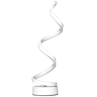 HOMCOM Wave-Shaped LED Table Lamp with Round Base for Home Office White