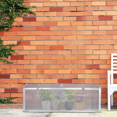 Outsunny Garden Polycarbonate Cold Frame Greenhouse Grow House Flower Vegetable Plants Bed Aluminum Frame 99L x 59.5W x 43.5H cm